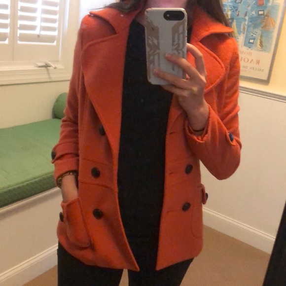 burnt orange peacoat